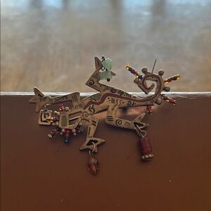 Artisan Lizard Statement Brooch - Multicolor Beads